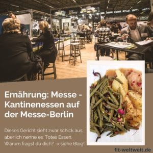 Ich nenne es: Totes Essen. Warum fragen Sie sich? Nicht wegen des kleinen Schweinemedaillons, was leblos in der Ecke des Tellers liegt. Essen auf der Messe, Kantineenessen, Was kann man auf einer Messe essen? Essen unterwegs oder auf Geschäftreisen