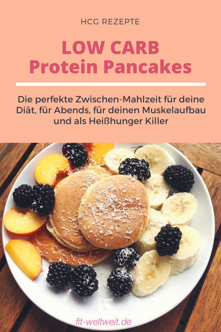 hcg LOW CARB Protein Pancakes Rezept - Low Carb Pancakes: Diät geeignet (zB 21 Tage Stoffwechselkur), Abendsnack, Heißhungerkiller, Muskelaufbau. Ohne Banane und Quark, mit Eiweißpulver. 