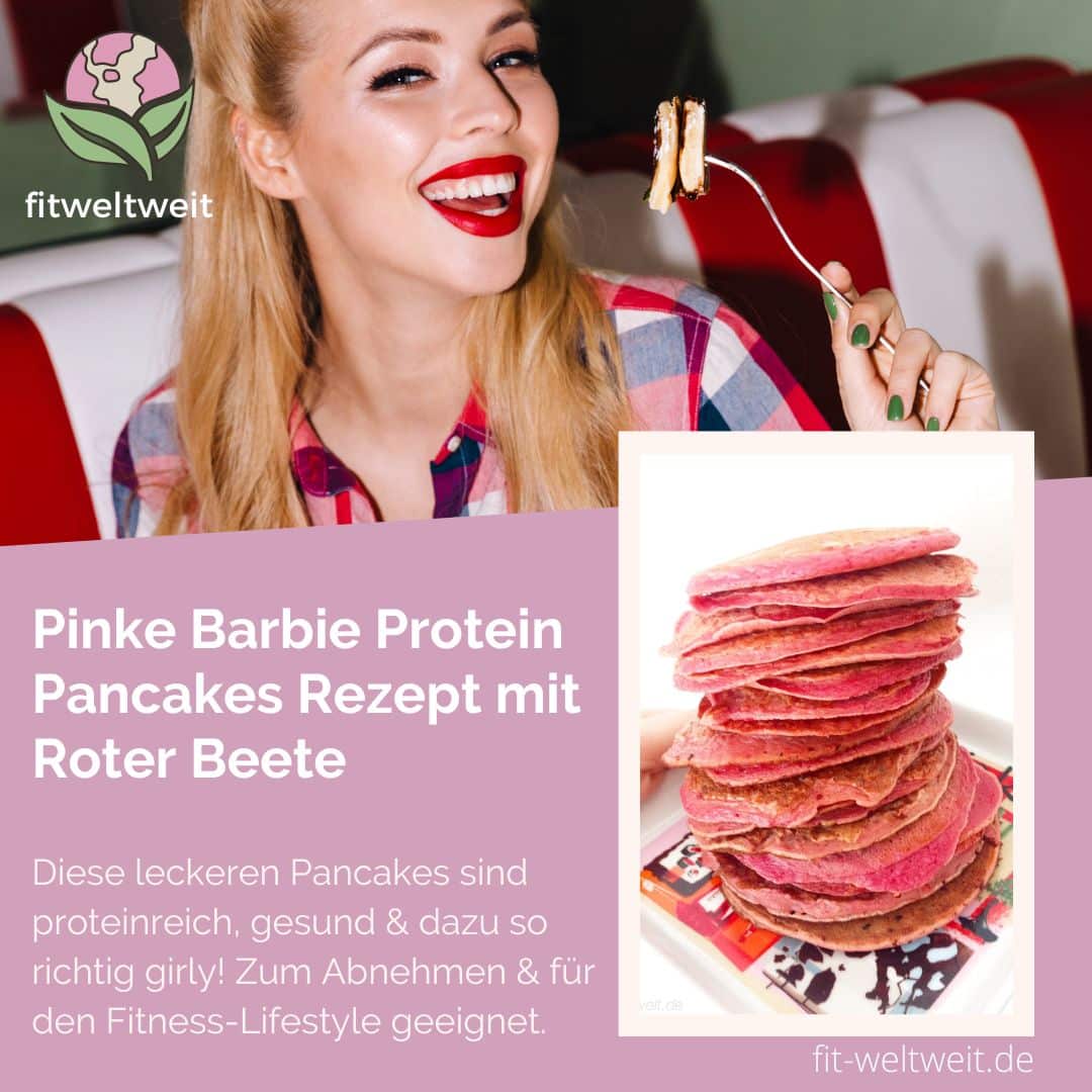 Pinke Barbie Protein Pancakes Rezept mit Roter Beete