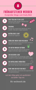 #Frühaufsteher #werden #EarlyBird #Checkliste #Tipps Frühaufsteher werden 8 Tipps zum Early Bird: Möchtest du auch Frühaufsteher werden mal früh morgens ab 5:30 am aufstehen, um möglichst viel vom Tag zu haben und viel Arbeit und To Dos abzuharken? Ein Frühaufsteher, der sich den frühen Vogel schnappt. Ich zeige dir 8 Wege, dass du zum Early Bird werden kannst.