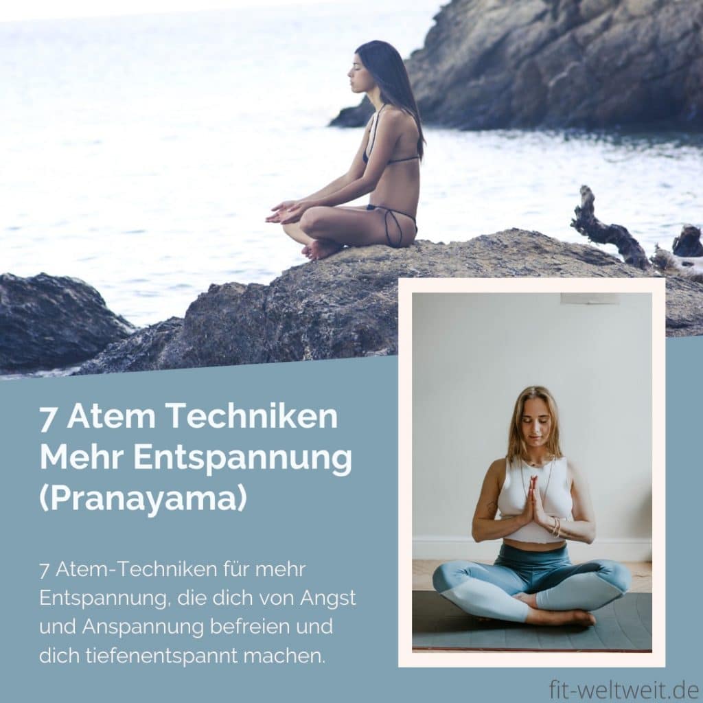 Atemtechniken Pranayama Frau Meditation am Meer Stress reduzieren Atemübungen Entspannung lernen Angst lösen Nervensystem beruhigen