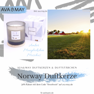 Norwegen Duftkerze, #Norwegen – Moschus, Maiglöckchen, Amber / Draußen ein arktischer Himmel, klar und blau, wolkenlos und in der Ferne lassen sich Berge erahnen und die Fjorde // Eigenschaften: 100% Soja-Wachs, 70 Stunden Brenndauer, Echtholzdeckel - auch perfekt als Untersetzer geeignet #Duftkerzen #Wohnzimmer #cozy #einrichtung #badezimmer #wohnung #wohnen #design #deko #dekoration #reisen / Ava & May Shop mit dem Code "fitweltweit" 30% Rabatt (Werbung)