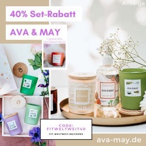 Ava & May 40% Rabatt Codes free Gift Duftkerze Mai 2020 fitweltweit