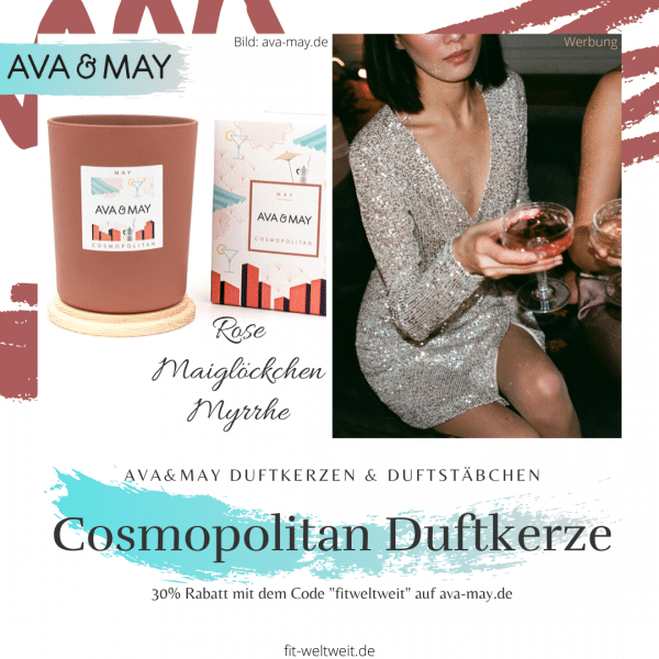 MAY Cosmopolitan AVA & MAY Duftkerze Erfahrung (normaler + intensiver Duft) fitweltweit.de