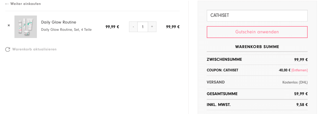 CATHIFREE Hello Body Code 40% Rabatt auf alle Sets sohne Mindestbestellwert MBW