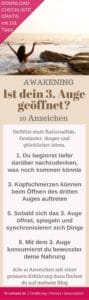 Ist mein 3. Auge geöfnnet? Stirnchakra Stirnchakra öffnen: Lebst du bewusst? 10 Anzeichen, dass dein 3. Auge geöffnet ist #Awakening Jeder kann es lernen, sein drittes Auge zu öffnen und damit mehr zu fühlen und weniger zu denken. Gefühle statt Rationalität. Gesünder, länger und glücklicher leben.