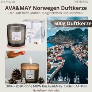 NORWEGEN SCANDINAVIA AVA and MAY Erfahrung große 500g Duftkerze