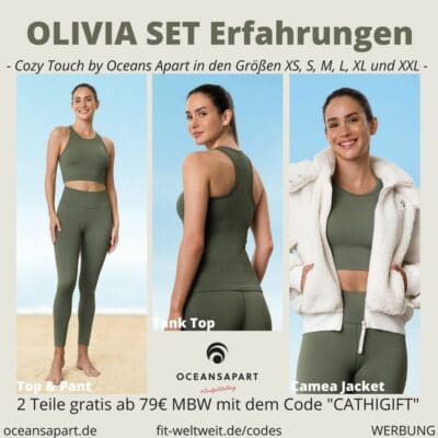 Oceans Apart OLIVIA SET ERFAHRUNG Größe Top Rib Pant Tanktop Camea Teddy Jacket Cozy Touch Collection