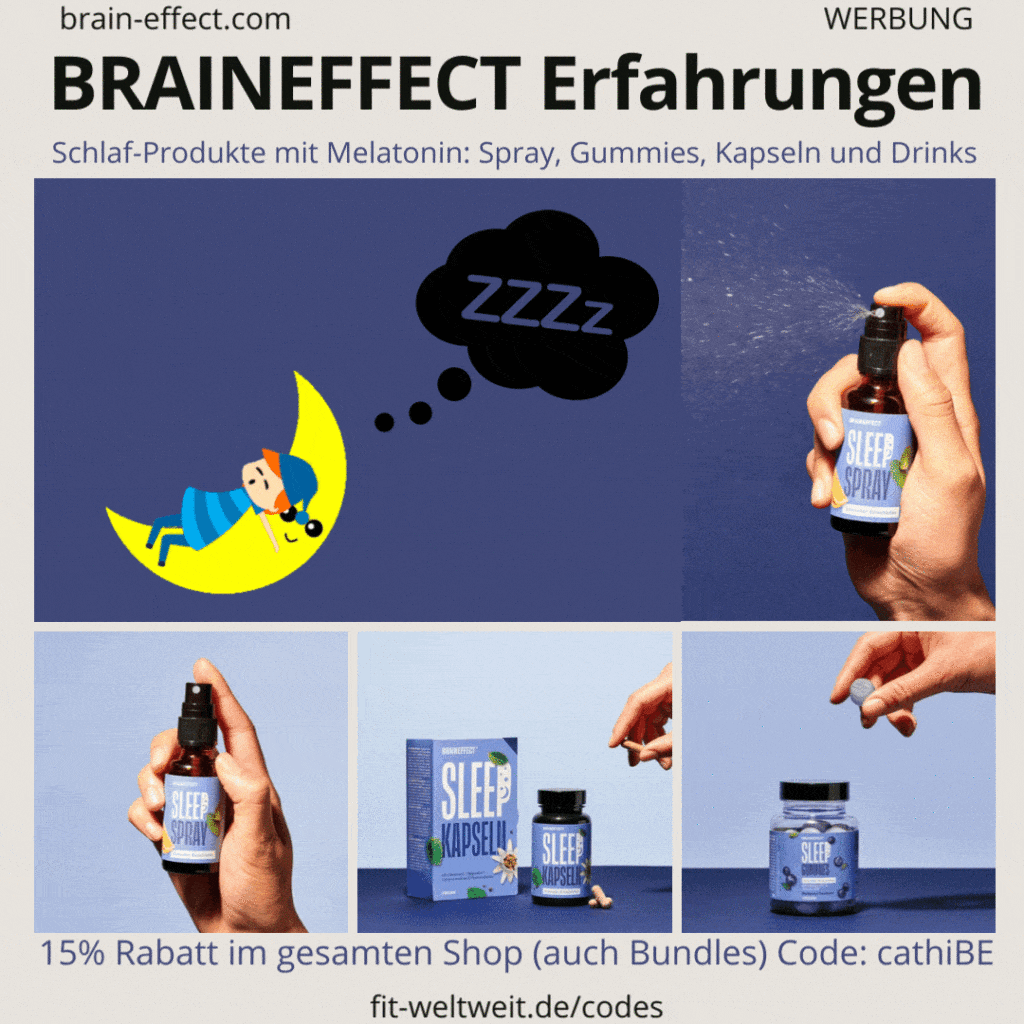 BRAINEFFECT ERFAHRUNGEN Sleep Melatonin Spray Kapseln Shake Gummies