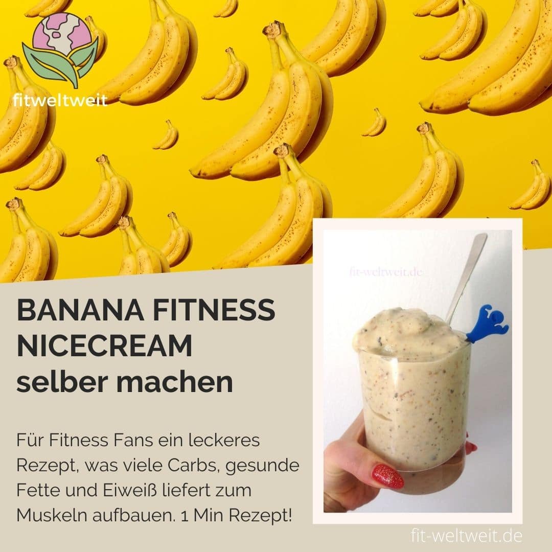 REZEPT Eis Fitness Muskelaufbau Sommer Banana Fitness Carb Nicecream mit Nüssen