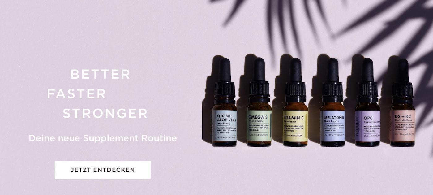 HERBLIZ Erfahrungen Supplement Routine Vitamin C Omega 3 Melatonin OPC 10 D3 K2