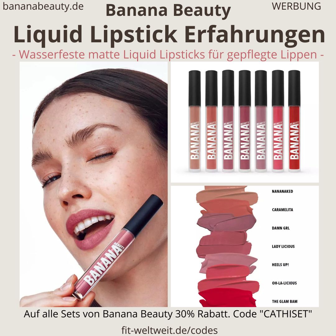Banana Beauty Liquid Lipsticks Erfahrungen wasserfeste Lippenstifte Lipgloss Lippenfarben
