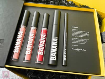 Banana Beauty Erfahrungen Gechenk Bestseller Box Liquid Lipsticks, Mascara, Ink Eyeliner
