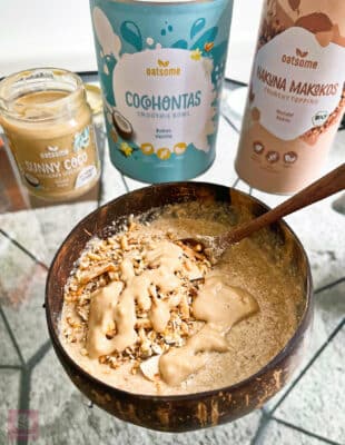 OATSOME Erfahrungen Cocohontas Smoothie Bowl Hakuna Makokos crunchy Topping Sunny Coco Spread