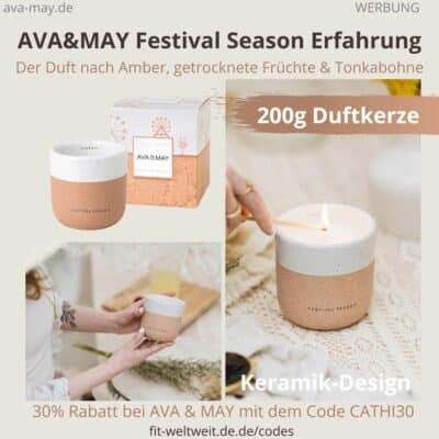 AVA & MAY Festival Season Duftkerze Erfahrung Duft Amber, getrocknete Früchte & Tonkabohne