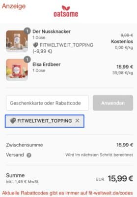 Oatsome Code für gratis Topping free Gift