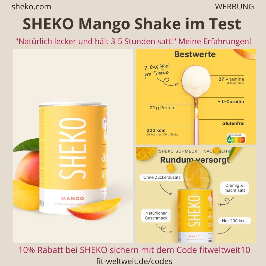 SHEKO Erfahrungen MANGO Shake Test abnehmen Bewertung fruchtiger Geschmack