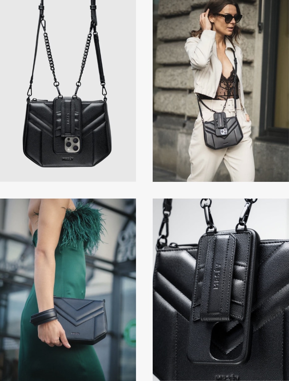 All in One Tasche MRSEY Crossbody Bag iphone Case eleganter Business Look