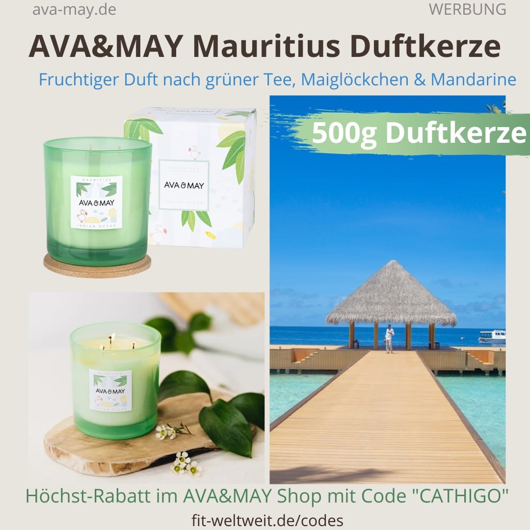 AVA & MAY MAURITIUS Indian Ocean große Duftkerzen Erfahrungen grüner Tee, Maiglöckchen & Mandarine