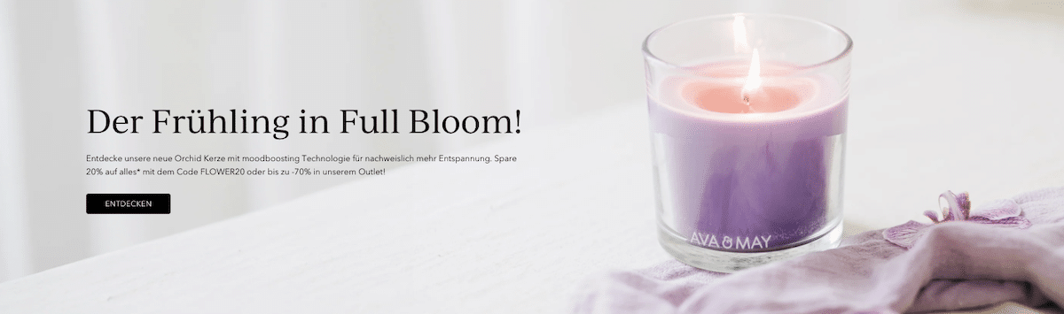 AVA and MAY Neuheiten Erfahrungen mit der Full Bloom Frühlings Duftkerze in lila