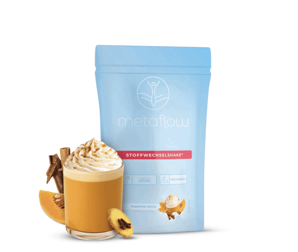 MetaFlow Pumpkin Spice Stoffwechselshake Erfahrungen Geschmack Wirkung Rezepte herbstlich cremig Kürbis Zimt longevity slow aging